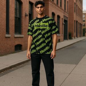 Hustler Hollywood Black and Green Short Sleeve Tee